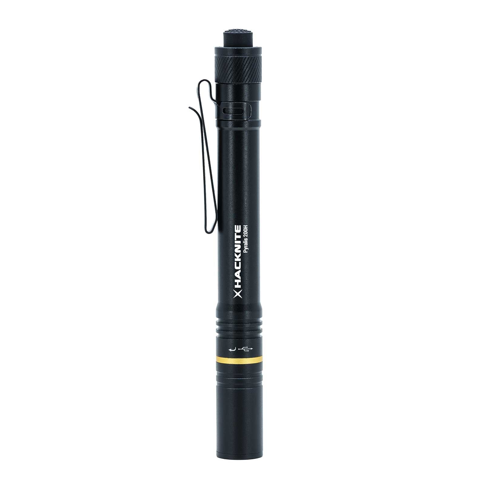 Vue verticale de la lampe torche Pyralis 200H, avec 200 lumens