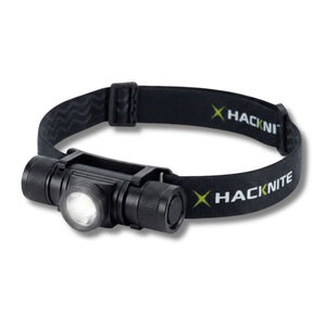 Lampe frontale LED Hacknite avec double module d’éclairage cylindrique et bandeau réglable